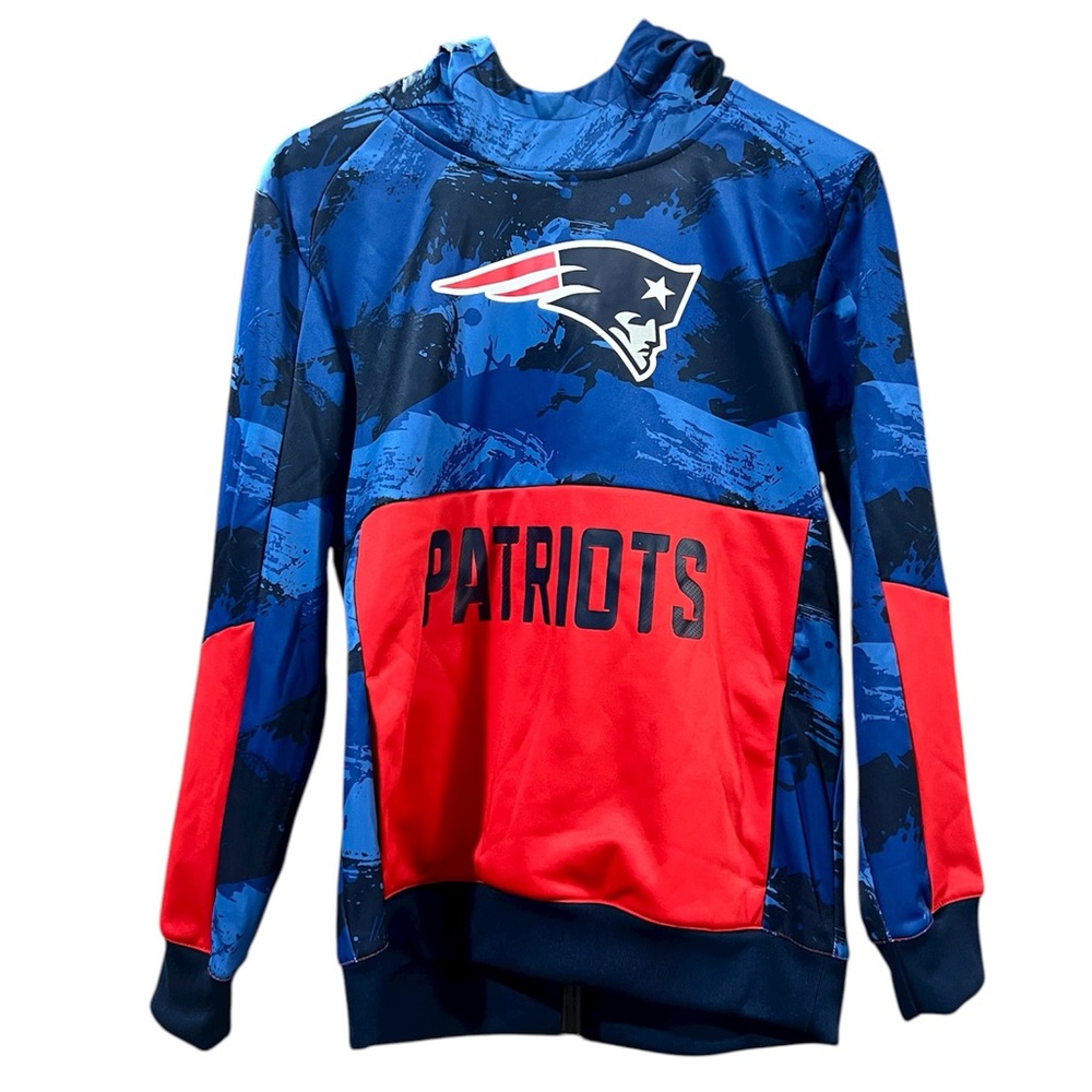 NFL Youth New England Patriots Hoodie Navy And Red Size L-14/16 Football NWT